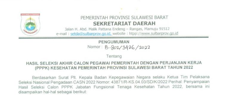 Pengumuman Hasil PPPK Kesehatan 2022