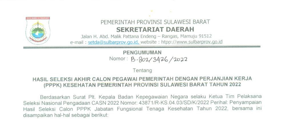 Pengumuman Hasil PPPK Kesehatan 2022